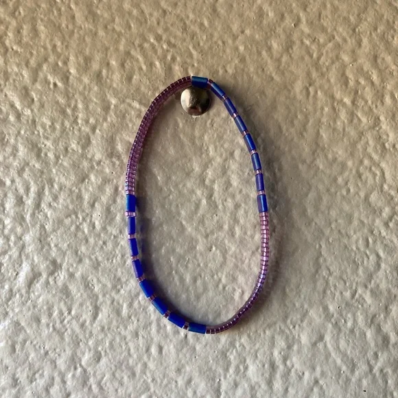 Vibrant Handmade Purple and Blue Tila Beaded Bracelet - Picture 8 of 10